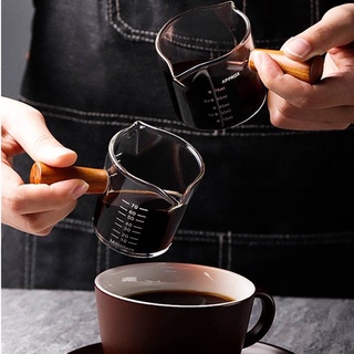 แก้วตวง แก้วชงกาแฟ แก้วกาแฟด้ามไม้ แก้วนมเล็ก แก้วตวงนม แก้วตวงกาแฟ 70ML,75ML