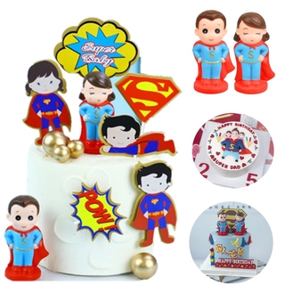 ตุ๊กตาฟิกเกอร์ Super Dad Super Mum สําหรับตกแต่งเค้กวันแม่