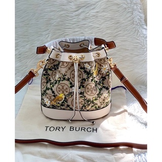 แท้ 💯% TORY BURCH T Monogram Jacquard Bucket Bag