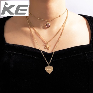Jewelry Letter Love Three Necklace Crystal Inlaid Necklace for girls for women low price