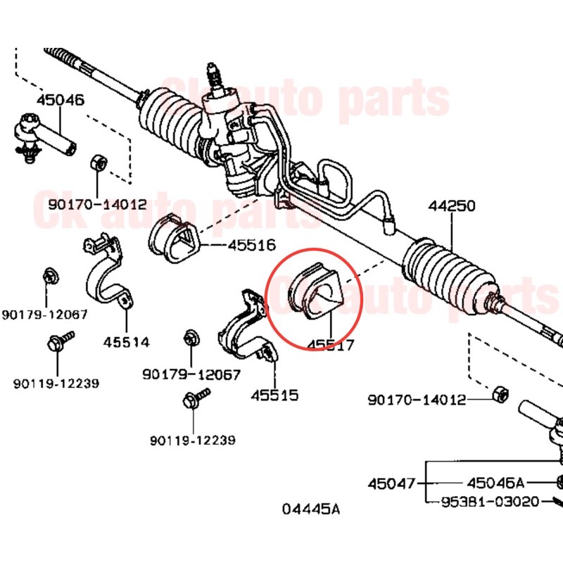 ยางรัดแร็ค-ยางหิ้วแร็ค-พวงมาลัย-โตโยต้า-โคโรล่า-สามห่วง-toyota-corolla-ae100-ข้างซ้าย