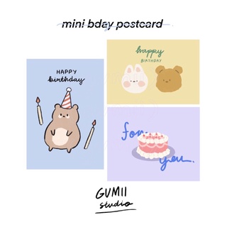 สินค้า (🎂) mini happy birthday card การ์ดวันเกิด — โปสการ์ด น่ารัก bday postcard การ์ดอวยพร วันเกิด วาดรูป cute