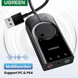 สินค้า UGREEN รุ่น40964, 50599 SoundCard USB Audio Interface External3.5 mm Mic, หูฟัง, Audio อะแดปเตอร์ soundcard**