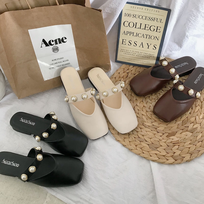 hot-sale-korean-flat-bottom-baotou-slippers-female-summer-2019-new-fashion-pearl-outer-wear-sandals-one-pedal-lazy-hal