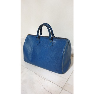 หลุยส์วิตตอง สปีดี้ 35 LV Speedy 35 Blue Epi Leather มือสอง ของแท้ กระเป๋อถือ หนังแท้ louis vuitton