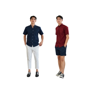 [โค้ด15% MIDMF] เสื้อเชิ้ตแขนสั้นผู้ชาย OXFORD - RALPH T เสื้อเชิ้ตผู้ชาย แขนสั้น สีขาว