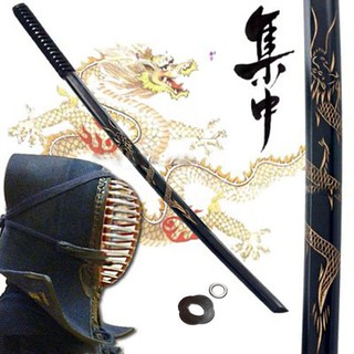 JAPAN ดาบไม้ซามูไร ดาบเค็นโด้ bokken งานคุณภาพผลิตจากไม้เนื้อแข็ง สีดำ ลายมังกร