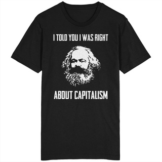คอลูกเรือเสื้อยืดคอกลมเสื้อยืดผ้าฝ้าย พิมพ์ลาย Mikhail Bakunin Karl Marx  I Told You I Was Right Capitalism สํา