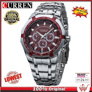 Curren สุดหรูสำหรับสุภาพบุรุษทหารเต็มเหล็กควอตซ์กีฬานาฬิกา