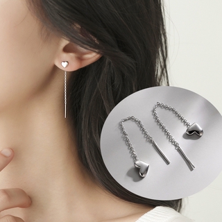 ภาพขนาดย่อของภาพหน้าปกสินค้าต่างหูรูปหัวใจ Fashion Heart Long Dangle Earrings Women Girl Korea Love Ear Line Chain Party Birthday Gift Accessories จากร้าน lingchao.th บน Shopee