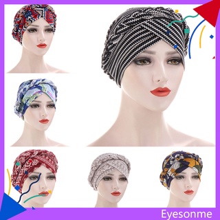 eyesonme Elastic Women Tie Dye Braid Muslim Turban Hat Hijab Cap Hair Scarf Headwear