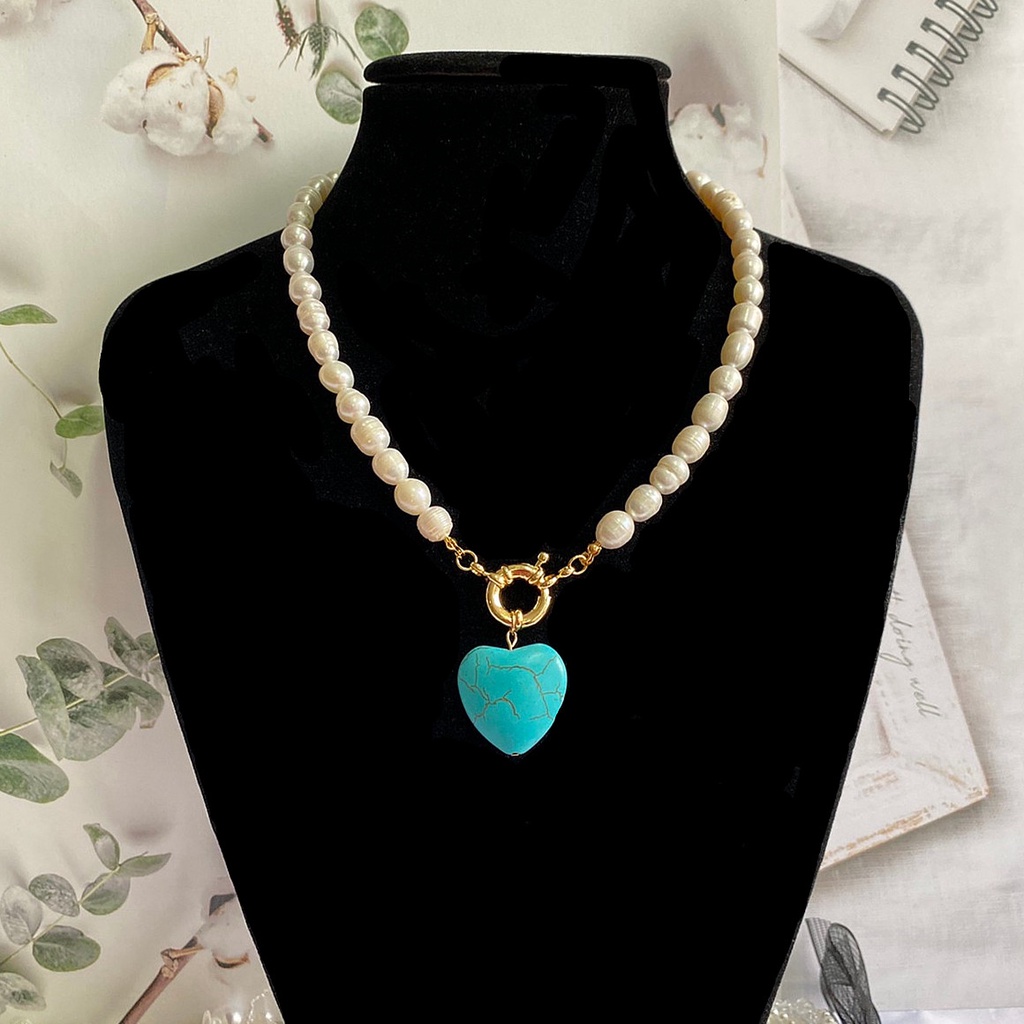 สร้อยคอมุกแท้-มุกน้ำจืด-ห้อยจี้-turquoise-sky-heart