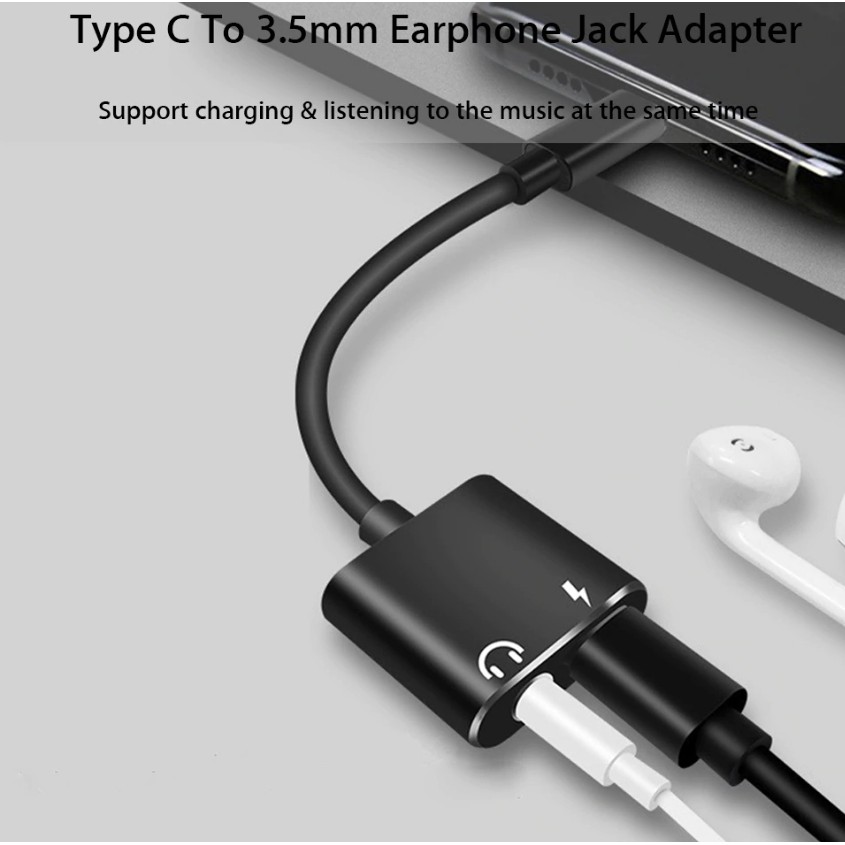 อะแดปเตอร์-แปลง-usb-type-c-to-3-5mm-earphone-jack-adapter-aux-audio-cable-headphone-charger-charging-usb-c-converter