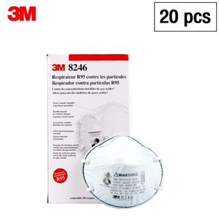 3M 8246 R95 (20ชิ้น) หน้ากากป้องกันฝุ่น ป้องกันฝุ่น PM2.5 & สารเคมีไอกรดอ่อน