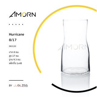 ( AMORN )  Hurricane 8/17  -  แจกันแก้ว ทรงกลมปากบาน แฮนด์เมด เนื้อใส