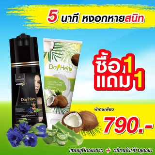 DayHerb แชมพูปิดผมขาว และทรีทเม้นท์บำรุงผม สมุนไพรแท้ 100% ปิดหงอก ลดร่วง ใน 5 นาที