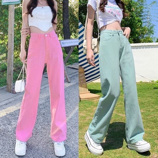 DaDuHey💕 Women Korean Style 2022 Summer New Draping Effect High Waist Wide Leg Slimming and Straight Casual Jeans