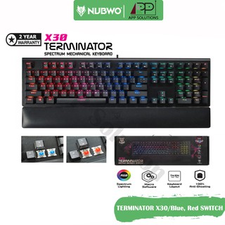 💥Free MousePad💥NUBWO KEYBOARD(คีย์บอร์ด)Gaming รุ่นTerminator X30 Black(Blue,Red Switch)