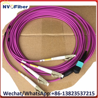 8C MPO Male(Senko) to 4*Duplex LC UPC MM OM4 8F Mini Round LSZH Purple Breakout 5M Fiber Optic Patch Cord Jumper Cable
