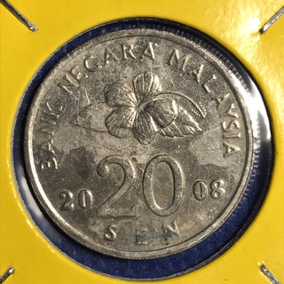 No.15225 ปี2008 มาเลเซีย 20 SEN เหรียญเก่า เหรียญต่างประเทศ เหรียญสะสม เหรียญหายาก ราคาถูก