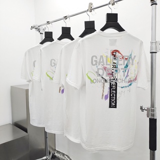 [S-5XL]เสื้อยืดแขนสั้น ทรงหลวม พิมพ์ลายกราฟฟิติตัวอักษร Gallery Dept Rainbow สีเงิน