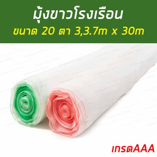 มุ้งขาว 20ตา มุ้งขาวโรงเรือน ป้องกันแมลง กว้าง3.0เมตรx30เมตร  หรือ กว้าง3.7x30เมตร กันนก สีขาว เกรดAA มุ้งกันแมลง เกรดA