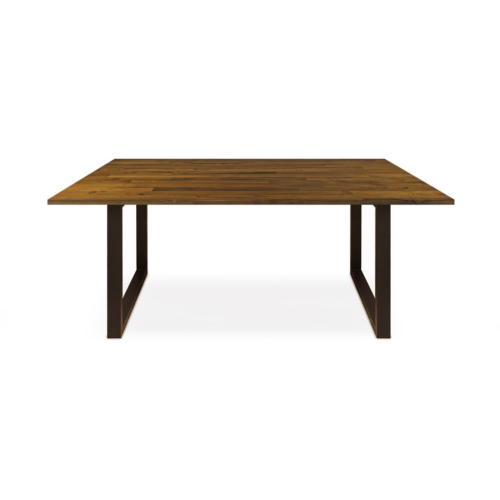 โต๊ะไม้สักประสาน-ขาเหล็กทรงสี่เหลี่ยม-ท็อปไม้เกรด-bb-สีสัก-โต๊ะสไตล์ลอฟท์-โมเดิร์น-จัดส่งฟรี