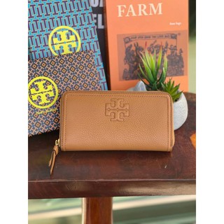 💕 Tory burch Theaa Multi-Gusset Zip Continental Wallet กระเป๋าสตางค์หนังผิววัว