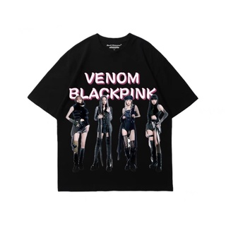 TSHIRTฝ้ายเสื้อยืดลําลอง แขนสั้น พิมพ์ลาย  Blackpink PINK VENOM สําหรับผู้ชาย เสื้อยืดแขนสั้นs-5xl