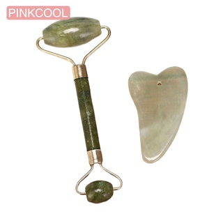 PINKCOOL ลูกกลิ้งหยกธรรมชาติ นวดใบหน้า และร่างกาย 1 ชุด