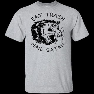 [S-5XL] เสื้อยืด ผ้าฝ้าย พิมพ์ลาย Eat Trash Hail Satan Possum แฟชั่นฤดูร้อน สําหรับผู้ชาย