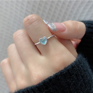 สินค้า สาวน่ารักรักรูปหัวใจแหวนพีชหัวใจมูนสโตนสไตล์เกาหลีหวานเปิดแหวนปรับได้