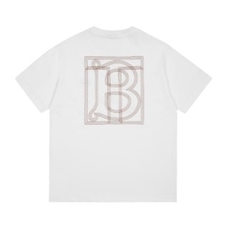 [S-5XL]เสื้อยืดแขนสั้นลําลอง ผ้าฝ้าย ขนาดใหญ่ ปักลายตัวอักษร BBR แฟชั่นคู่รัก สไตล์คลาสสิก สําหรับผู้ชาย และผู้หญิง