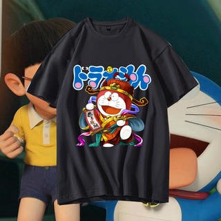 เสื้อยืดโดเรม่อน เทพเจ้าแห่งความมั่งคั่ง ที่เหมาะกับชายและหญิง ขนาดเอเชีย 6 สี วัสดุอ่อนนุ่มเป็นกิริยาช่วย เสื้อยืดลายกร