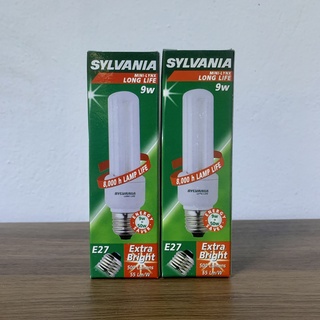 ( แพ็ก 2 ดวง ) SYLVANIA  หลอดตะเกียบ หลอดประหยัดไฟ 9W ขั้วE27 / MINI-LYNX LONG LIFE 2U 865 แสงขาว