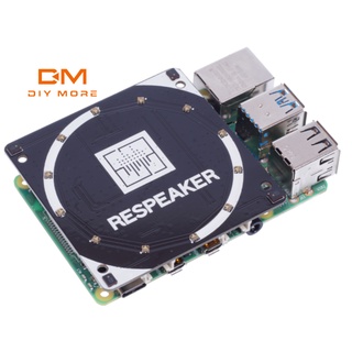 DIYMORE Respeaker 4-Mic Array สําหรับ Raspberry Pi / Ai แผ่นบอร์ดโมดูลขยายเสียงไฟ Led ReSpeaker 4-Mic Array สำหรับ Raspberry Pi /AI Voice Application Extension Board LED