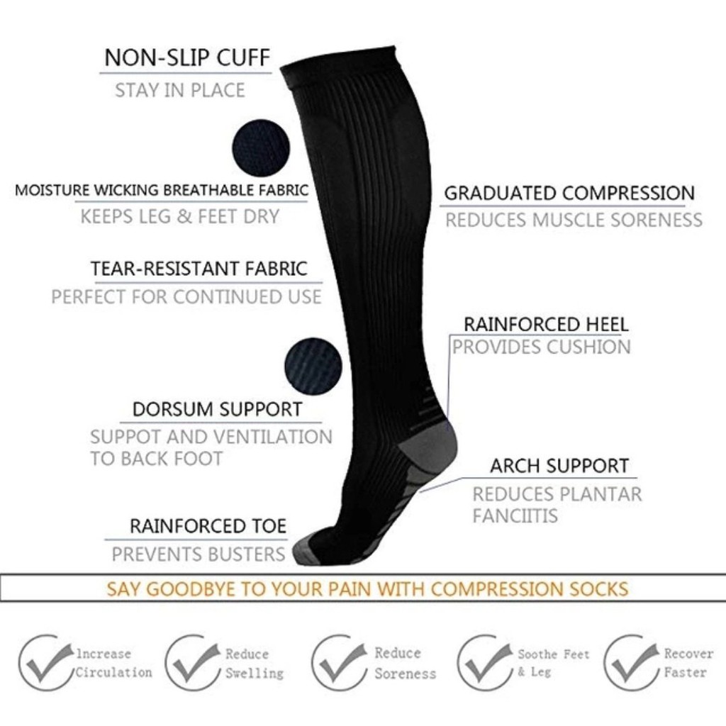 ภาพสินค้าถุงเท้ายาวรัดกล้ามเนื้อ Knee high compression socks. จากร้าน keep_running_shop บน Shopee ภาพที่ 2