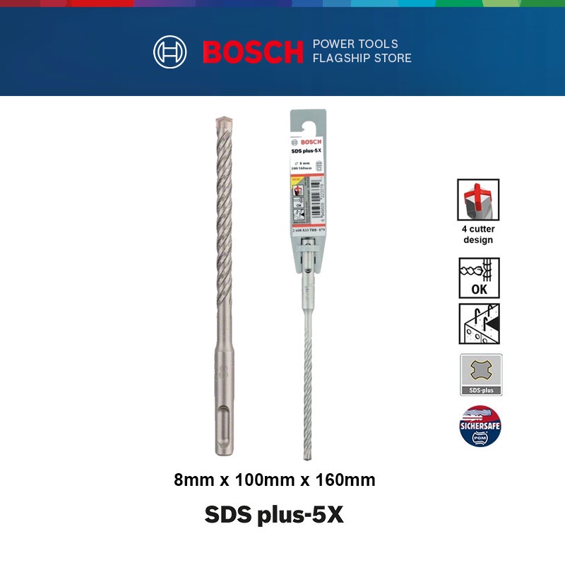 Bosch SDSPlus 5X Masonry & Reinforced ดอกสว่านเจาะคอนกรีต (8 มม. x 100