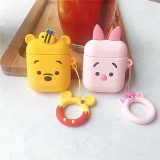 AMO❤INS Winnie the Pooh Apple Airpods Protection Case Silicone Portable Earphone Cover With lanyard