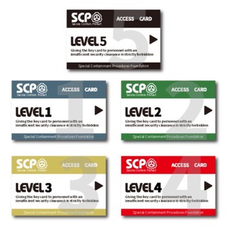 โมเดลของเล่น❏◈♤&gt;โปรโมชั่นของแท้ scp มูลนิธิอุปกรณ์ต่อพ่วง hand-run club card access การ์ดแข็ง 5 ใบห้าระดับการ์ดสีดำการ์ด