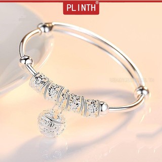 PLINTH สร้อยข้อมือเงินแท้ 925 กระดิ่งวังและลูกปัดญี่ปุ่นเท้าเคลื่อนไหวสไตล์ชาติ147