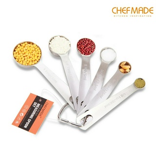 CHEFMADEชุดช้อนตวง6PCSสเตนเลสอบขนมทำอาหารเครื่องมือวัดในห้องครัวFDAอนุมัติ WK9268