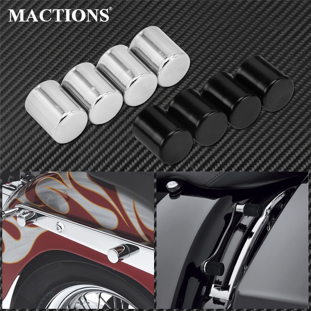 Motorcycle 4PCS Black/Chrome Docking Hardware Point Cover Kit For