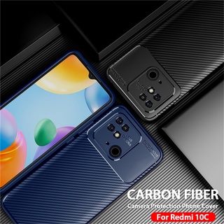 Carbon Fiber Matte Back Case For Xiaomi Redmi 10C Redmi10C Rdmi Remi Readmi 10 C C10 6.71" Soft Frame Protect Phone Cover Coque
