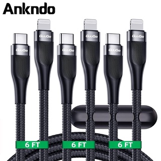 Ankndo PD USB Type C สายชาร์จ ชาร์จเร็ว สําหรับ iProduct โทรศัพท์มือถือ แท็บเล็ต Type-C USBC สายชาร์จข้อมูล