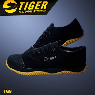 Tiger TG9 รองเท้าผ้าใบนักเรียนชาย ผ้าใบพื้นฟุตซอล รองเท้านักเรียนผูกเชือก ใส่เรียนพละ ผ้าใบใส่ทำงาน