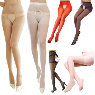 ❤❤ Womens Erotic High Waist See Through Crotchless Pantyhose Solid Tights