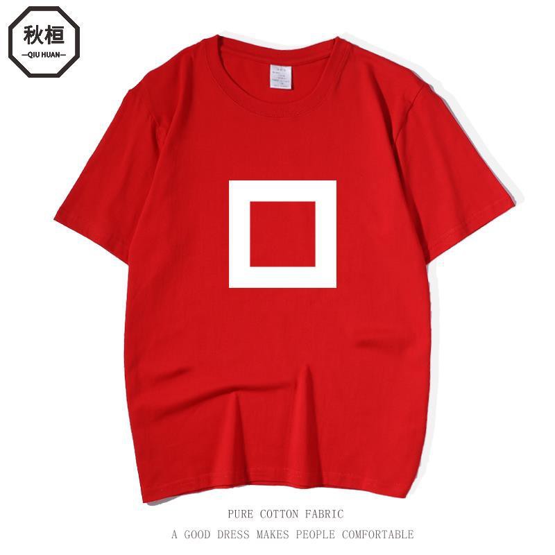 ปลาหมึกเกมเสื้อผ้าลีจองแจตาเดียวกันเกาหลีเค้กน้ำตาลหกภาพแขนสั้นเสื้อยืดคู่รักด้านบน