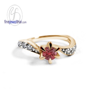 Finejewelthai-แหวนทับทิม-แหวนเพชรCZ-แหวนเงินแท้-แหวนพลอย-พลอยประจำเดือนเกิด-Ruby-Silver-Ring-R1211rb(เลือกสีตัวเรือนได้)