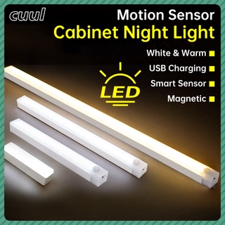 ในสต็อก Motion Sensor ไฟกลางคืนไร้สายไฟ Led Usb ชาร์จตู้เสื้อผ้าตู้โคมไฟสำหรับบ้านครัวห้องนอน Cod